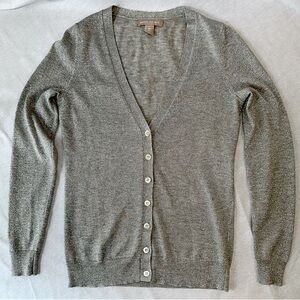 Banana Republic Gray Glitter Metallic Cotton silk blend  Small Cardigan Sweater